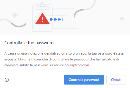 Avviso Password Compromesse Google Chrome. Cosa Fare?